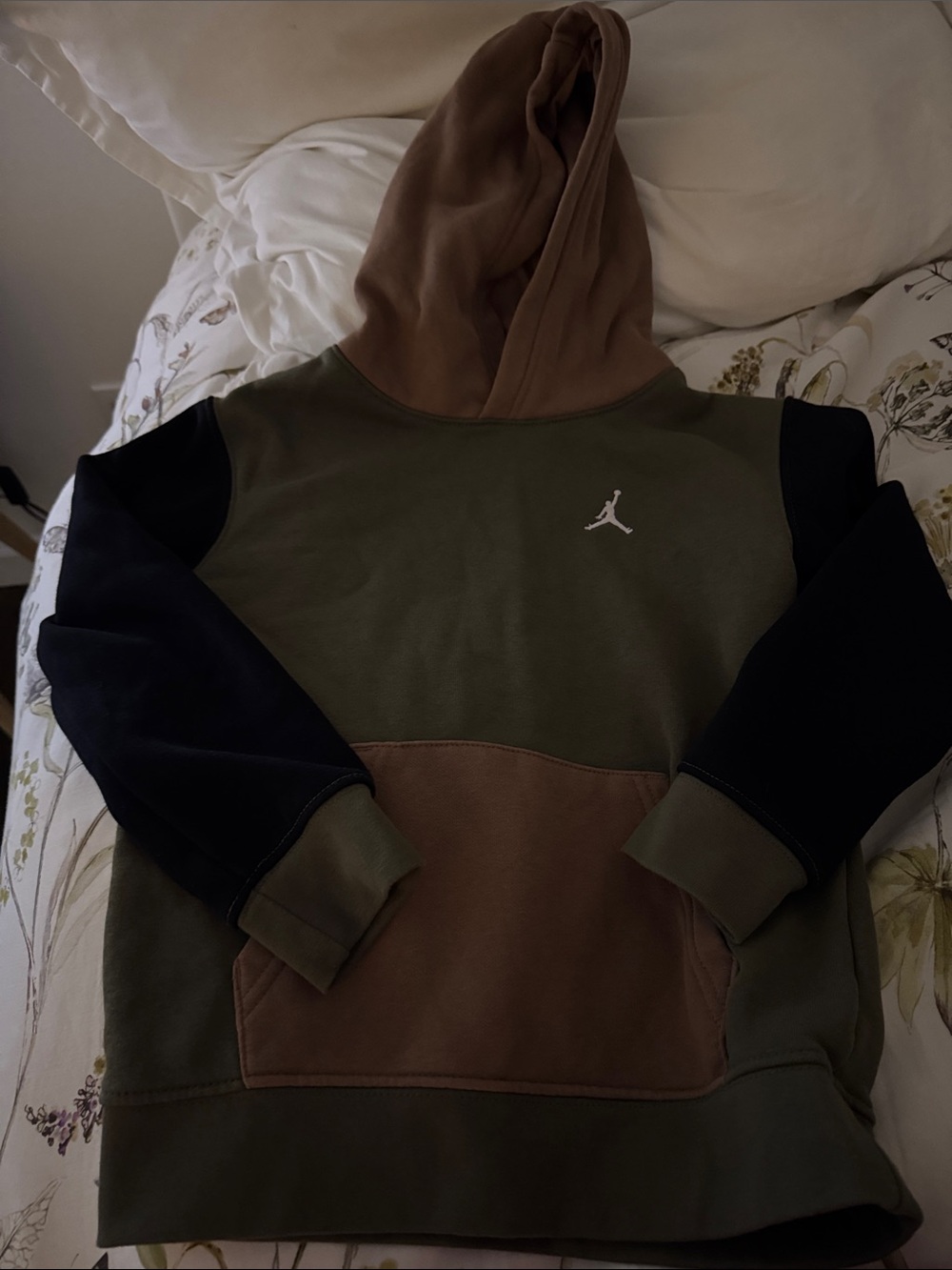 Jordan Colorblock Hoodie in Olive, Brown and Black